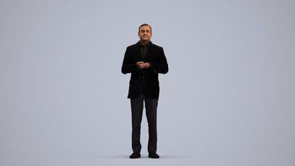 realistic 3D human man formal standing, archviz people FBX OBJ for Blender, standing pose render