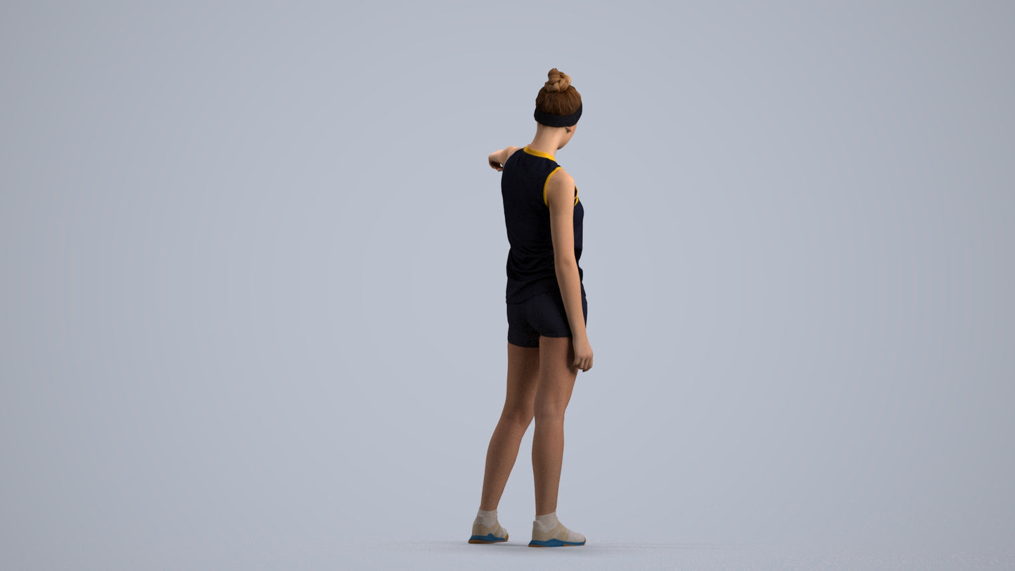 scanned 3D girl sport, photogrammetry people for Enscape and V-Ray, front view render