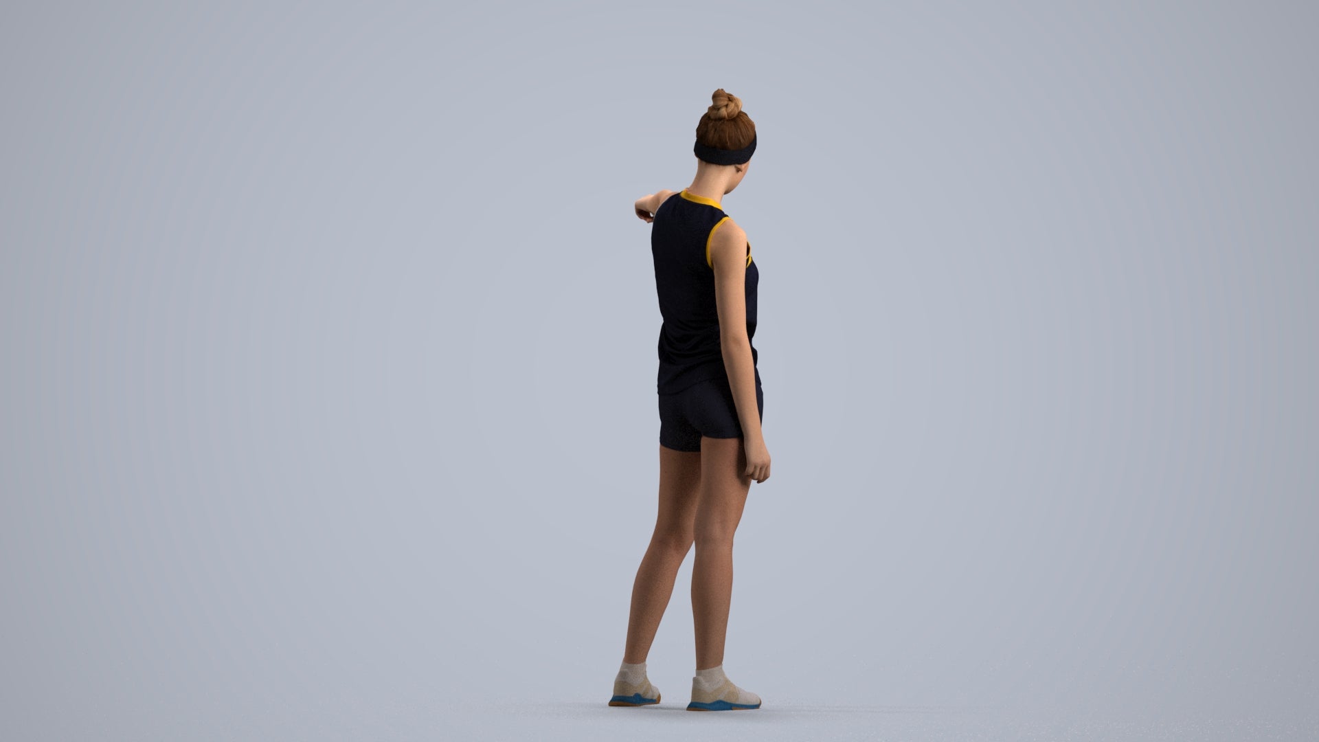 scanned 3D girl sport, photogrammetry people for Enscape and V-Ray, front view render