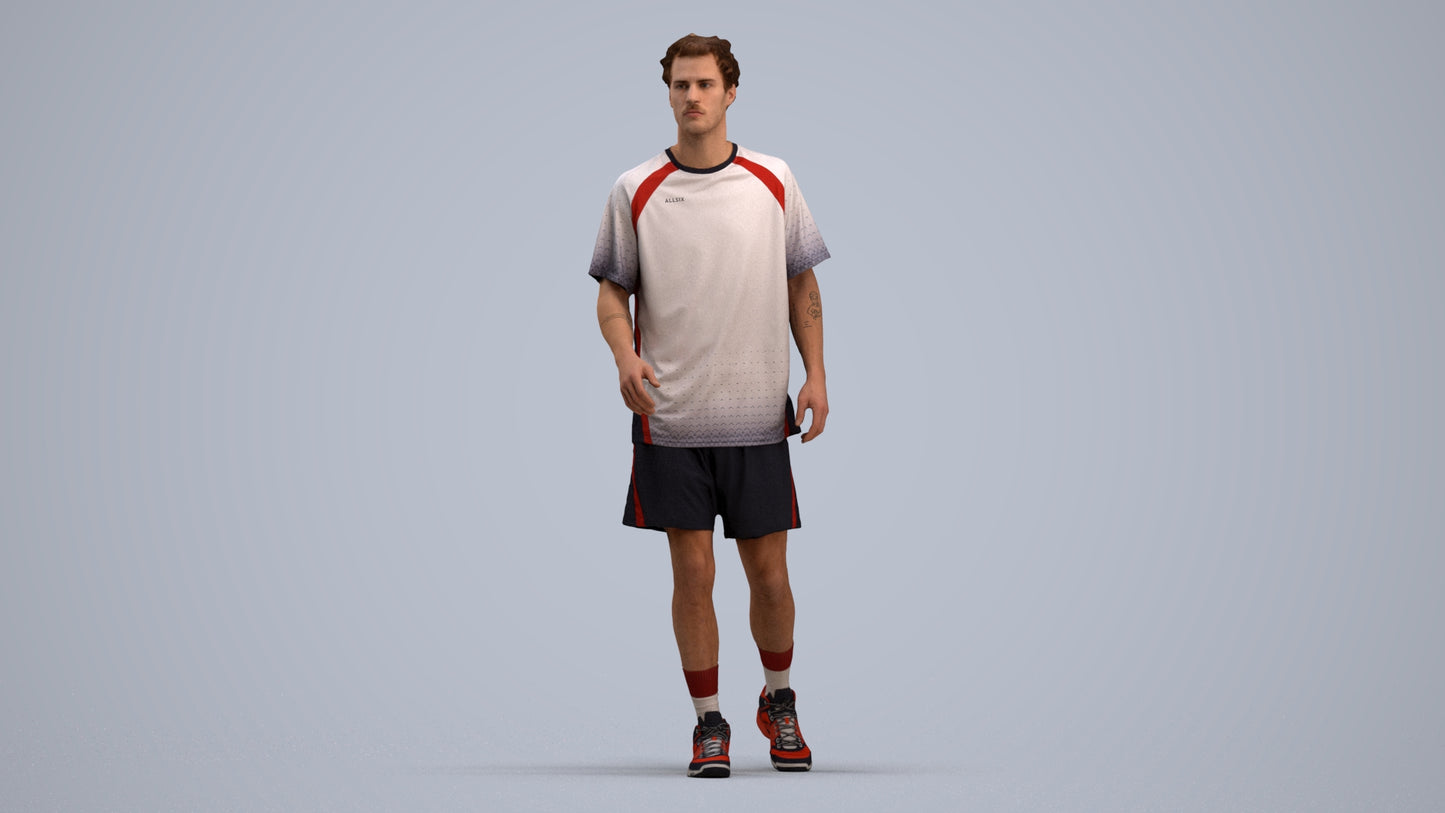 3D scanned man sport, photorealistic archviz people for Enscape and SketchUp, standing pose render