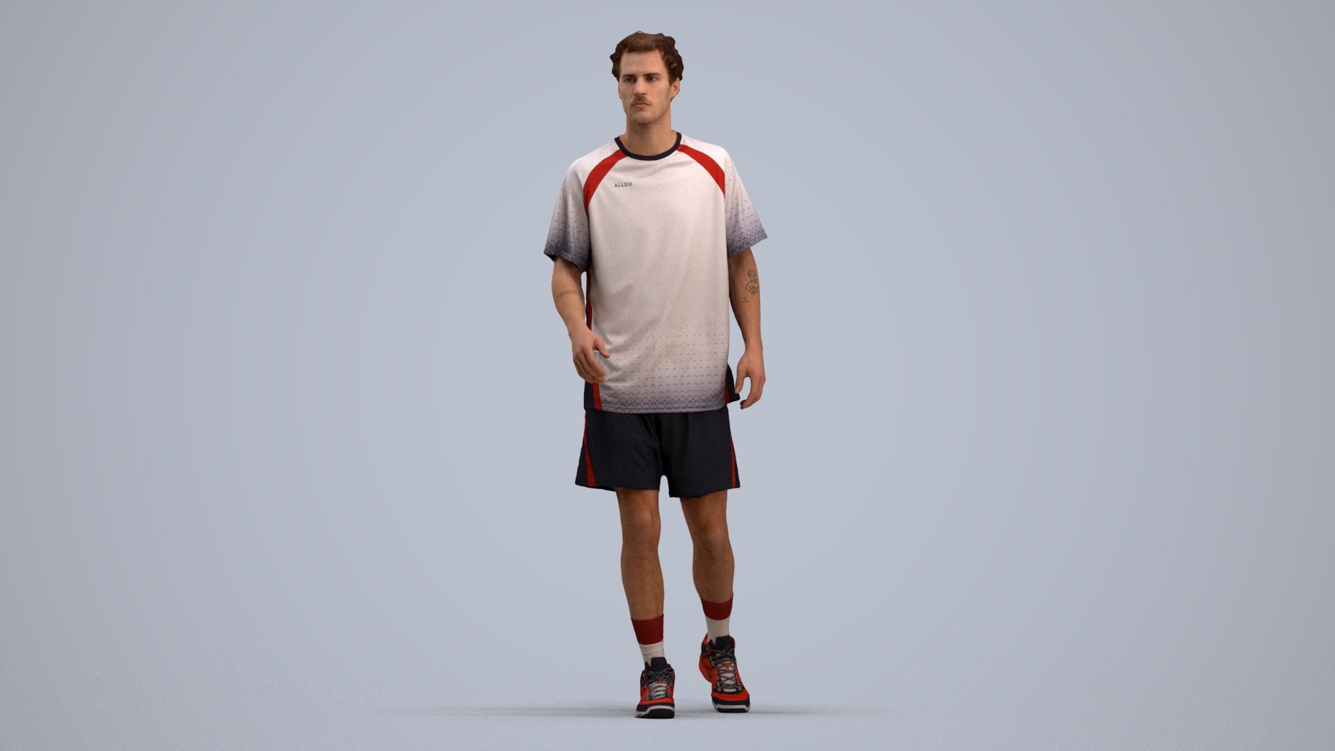 3D scanned man sport, photorealistic archviz people for Enscape and SketchUp, standing pose render
