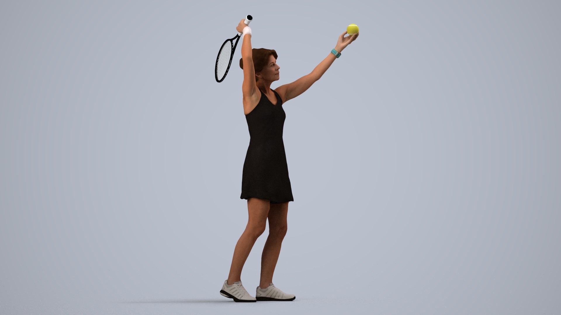 scanned 3D woman sport, photogrammetry people for Enscape and V-Ray, side view render