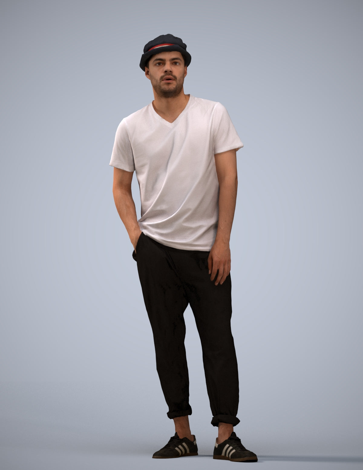realistic 3D human man casual standing, archviz people FBX OBJ for Blender