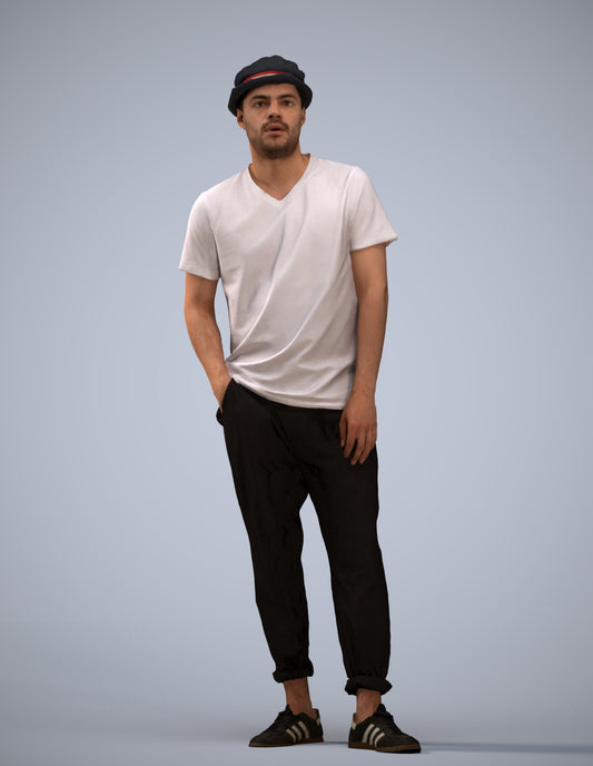 realistic 3D human man casual standing, archviz people FBX OBJ for Blender
