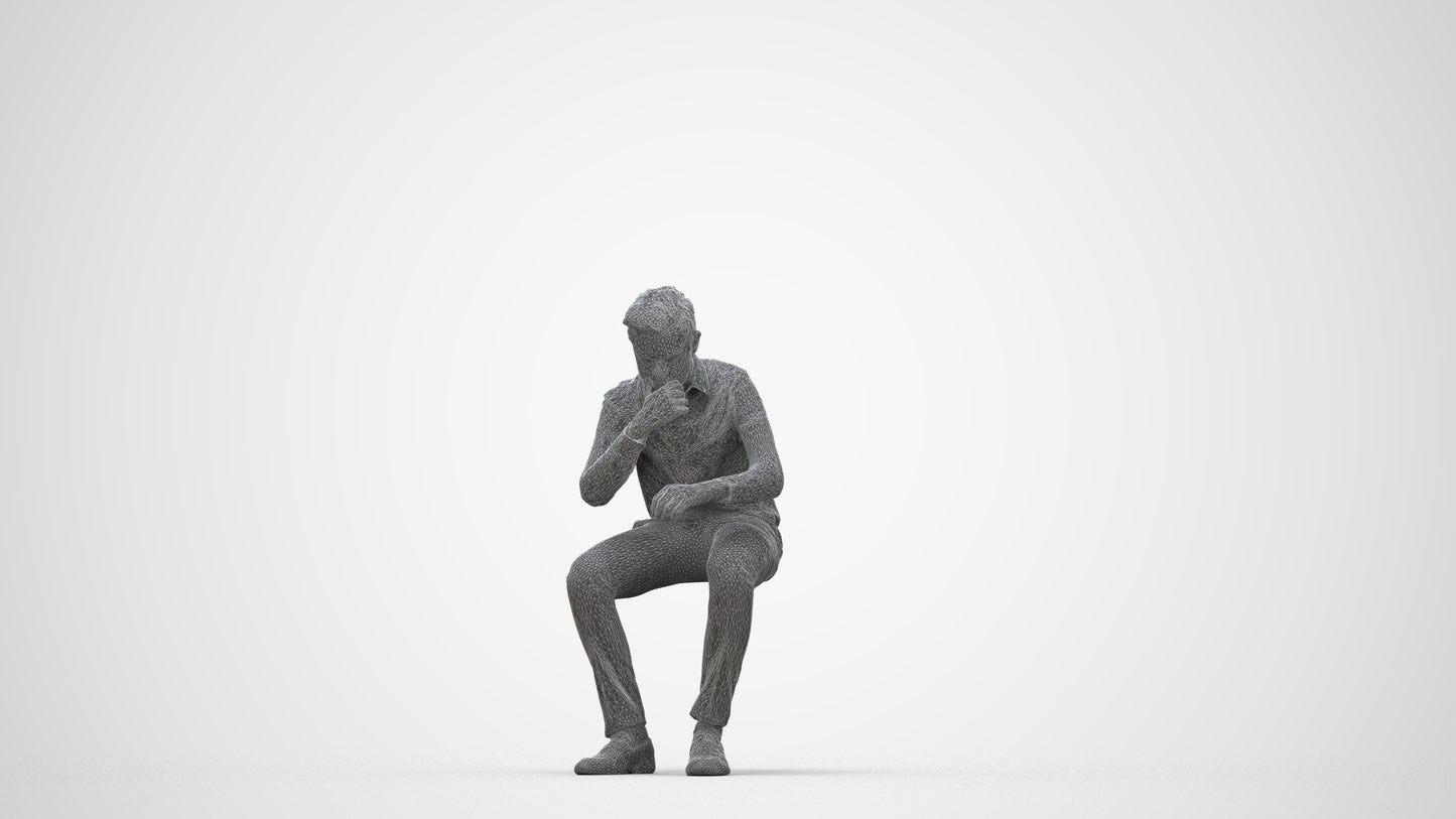 3D scanned boy kids business, photorealistic archviz people for Enscape and SketchUp, wireframe back view