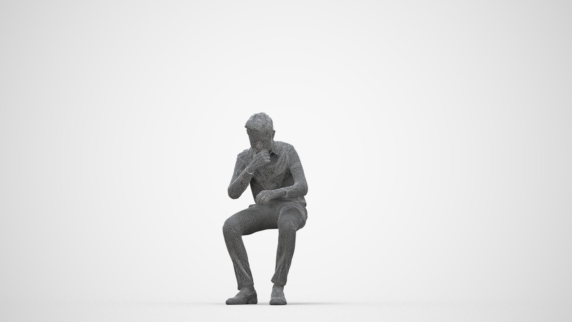 3D scanned boy kids business, photorealistic archviz people for Enscape and SketchUp, wireframe back view