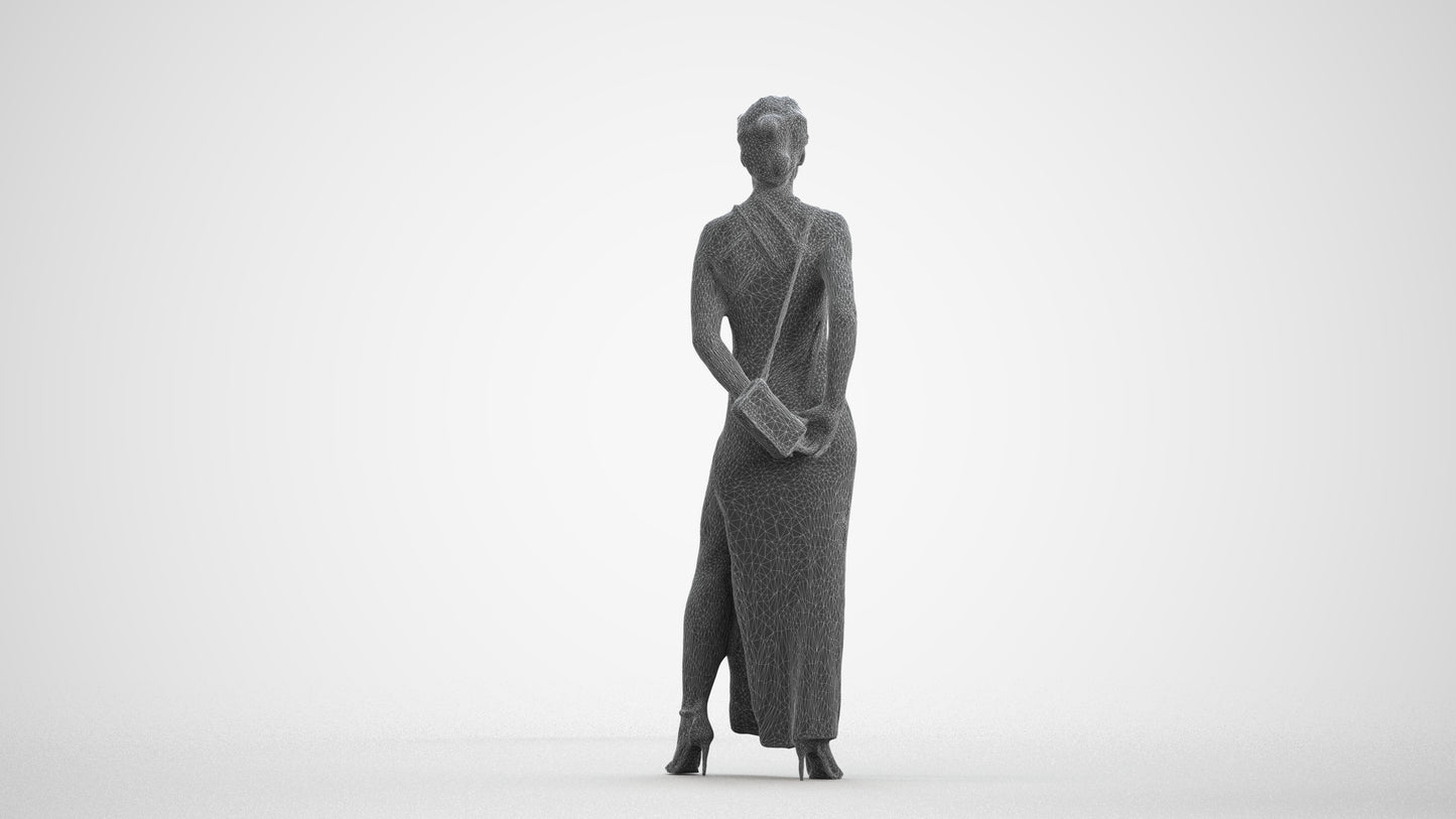 scanned 3D woman formal formalaffairs, photogrammetry people for Enscape and V-Ray, wireframe front view