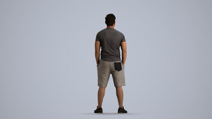 3D people model man sport standing, scanned human for 3ds Max rendering, front view render
