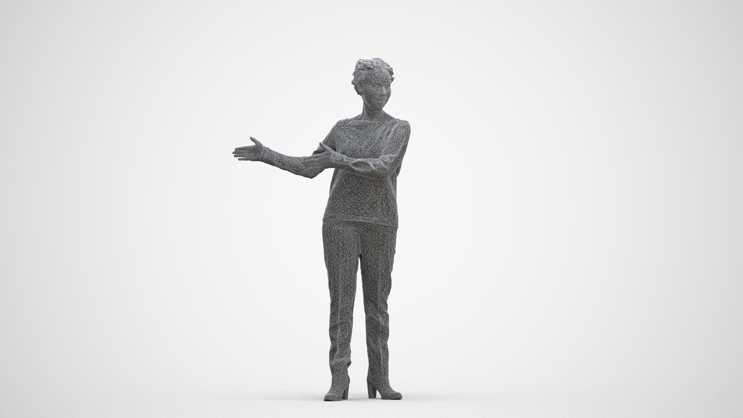 photogrammetry 3D woman casual standing, realistic human model archviz FBX, three-quarter front view render