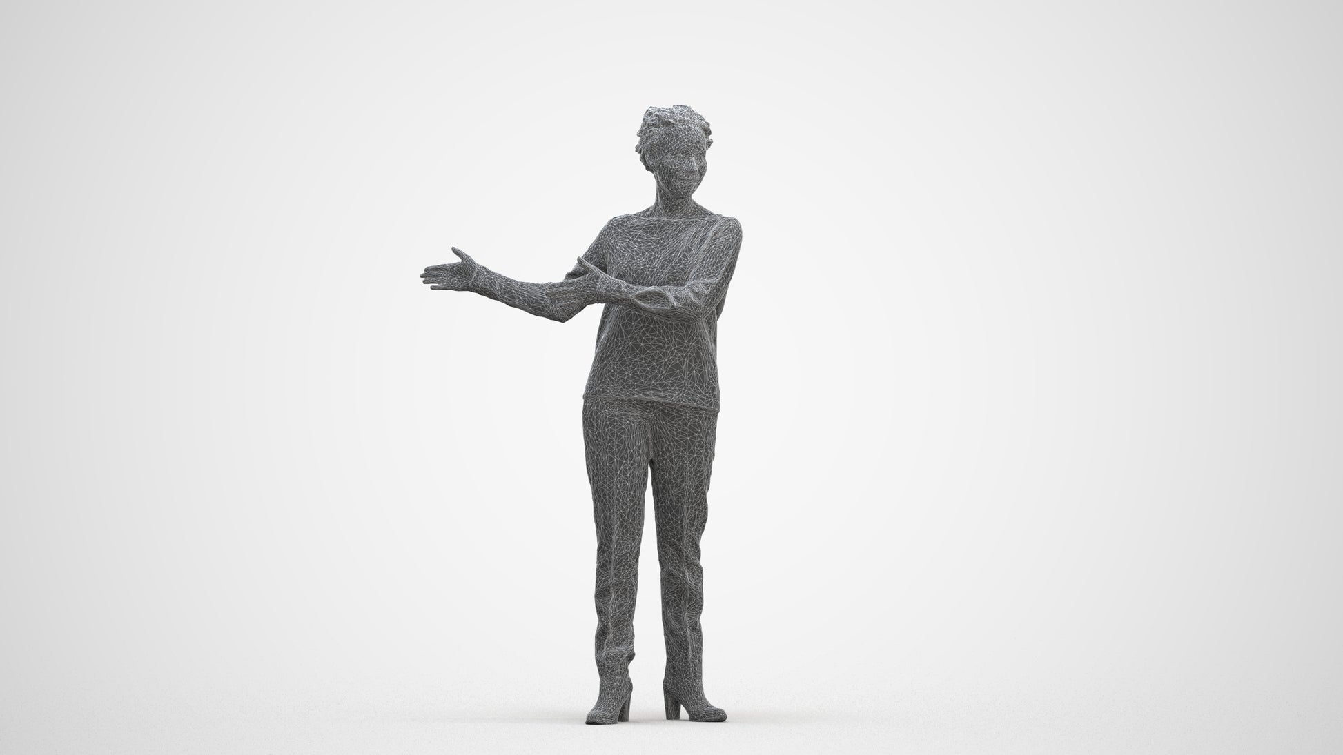 photogrammetry 3D woman casual standing, realistic human model archviz FBX, three-quarter front view render