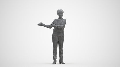 photogrammetry 3D woman casual standing, realistic human model archviz FBX, three-quarter front view render