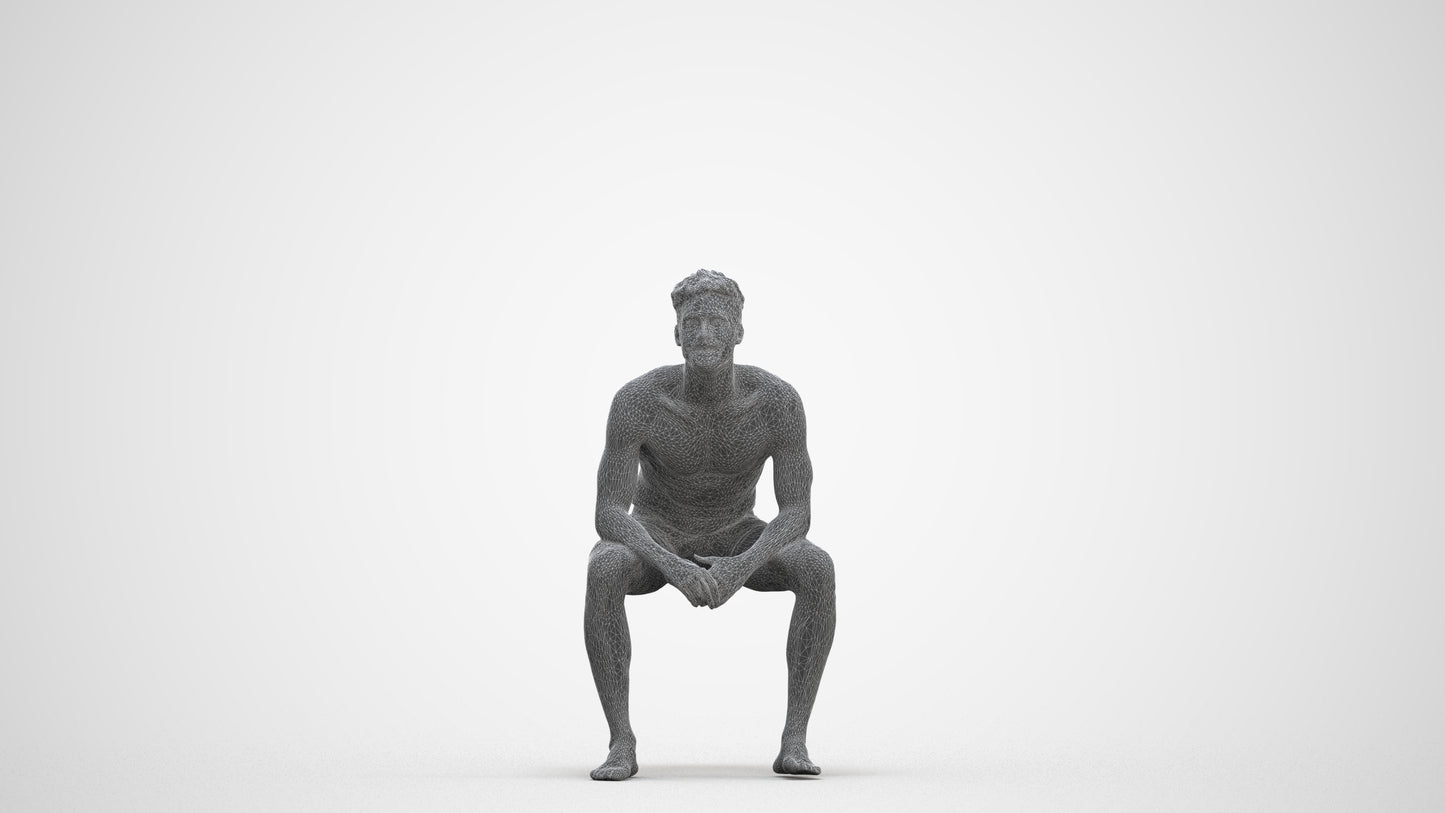 photogrammetry 3D man pool, realistic human model archviz FBX, three-quarter front view render