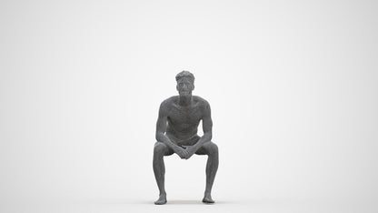 photogrammetry 3D man pool, realistic human model archviz FBX, three-quarter front view render
