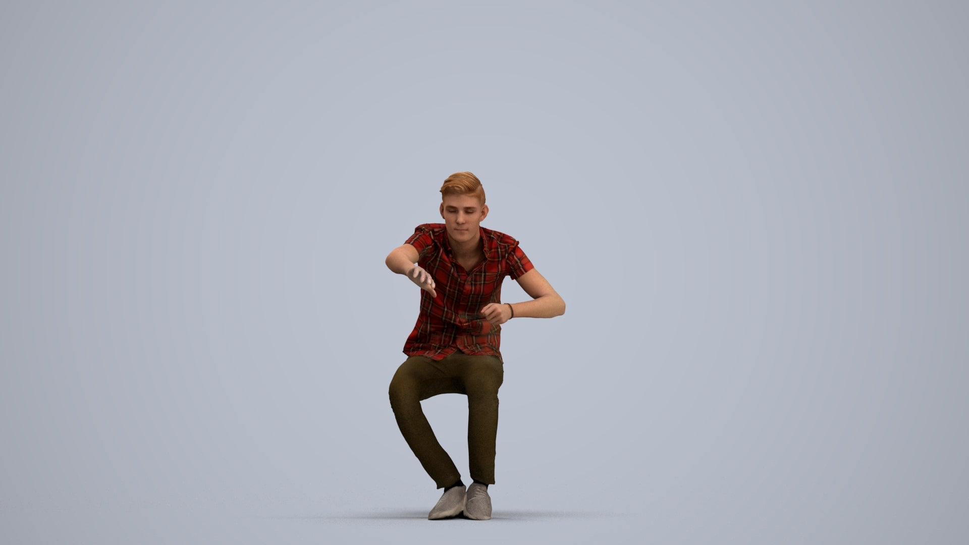realistic 3D man casual sitting, scanned archviz people for Blender and 3ds Max, standing pose render