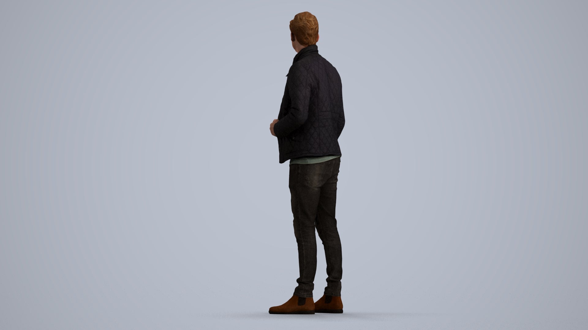 3D people model man casual business, scanned human for 3ds Max rendering, front view render