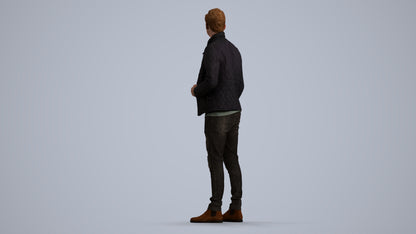 3D people model man casual business, scanned human for 3ds Max rendering, front view render