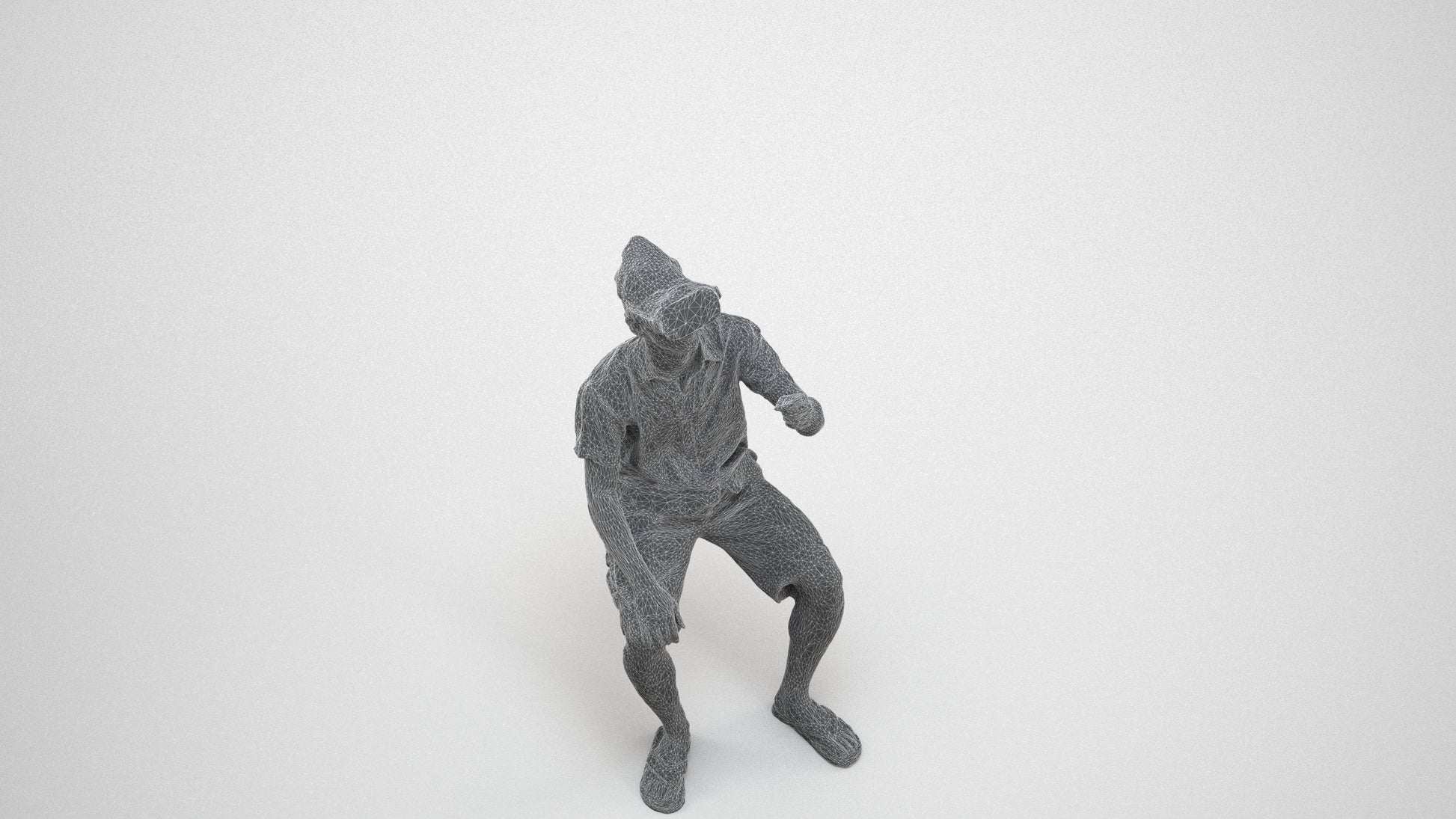 realistic 3D man casual sitting, scanned archviz people for Blender and 3ds Max, wireframe three-quarter view