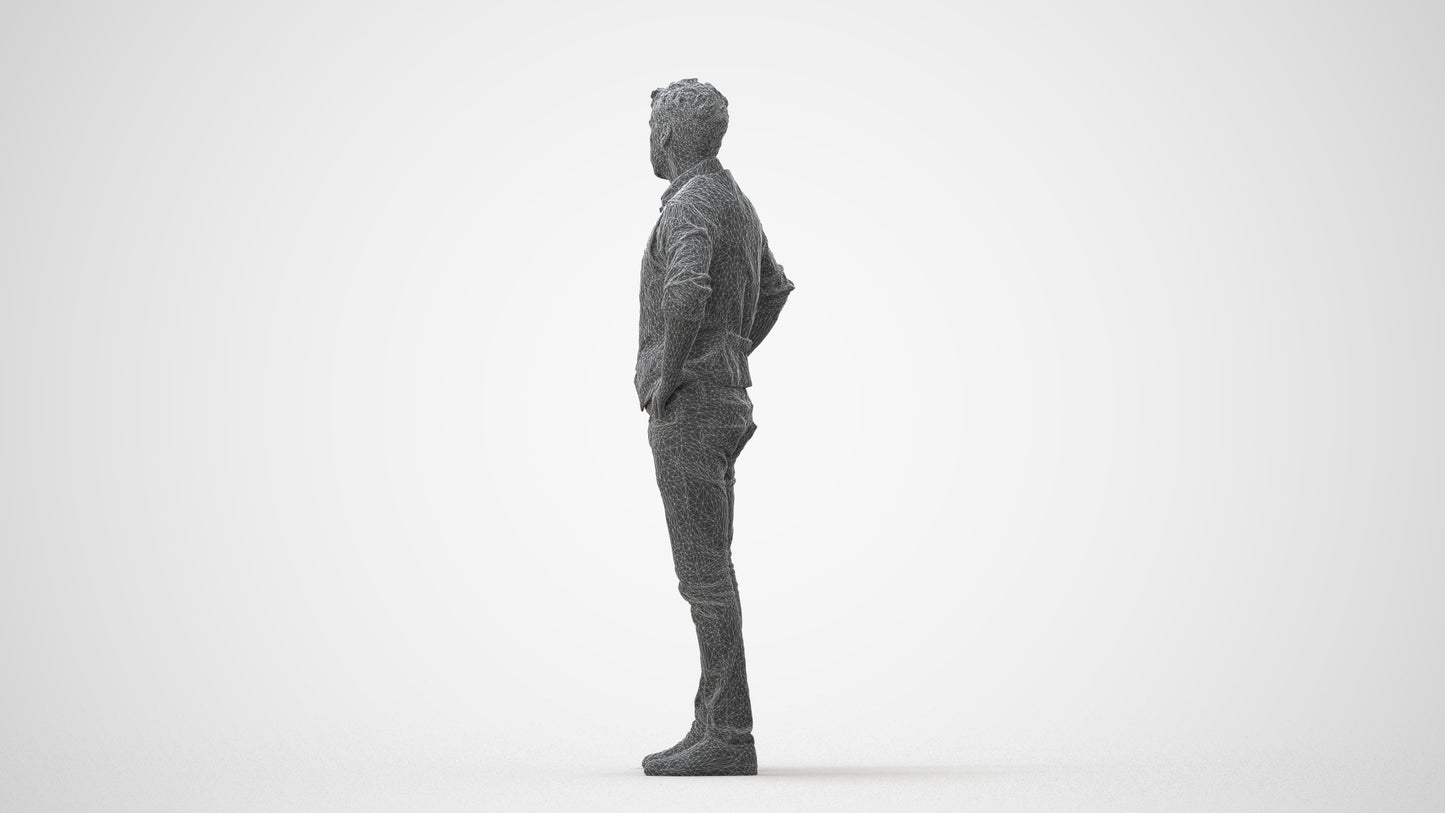 realistic 3D man casual standing, scanned archviz people for Blender and 3ds Max, square thumbnail