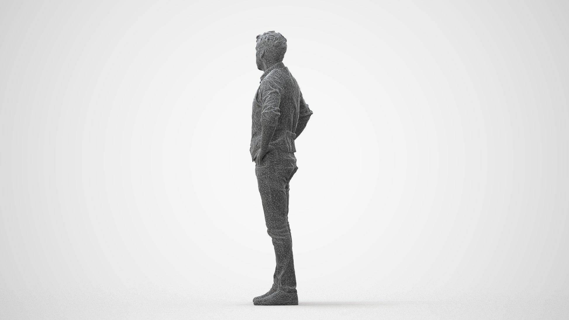 realistic 3D man casual standing, scanned archviz people for Blender and 3ds Max, square thumbnail