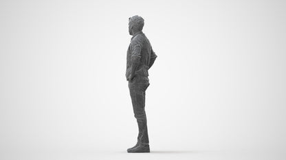realistic 3D man casual standing, scanned archviz people for Blender and 3ds Max, square thumbnail