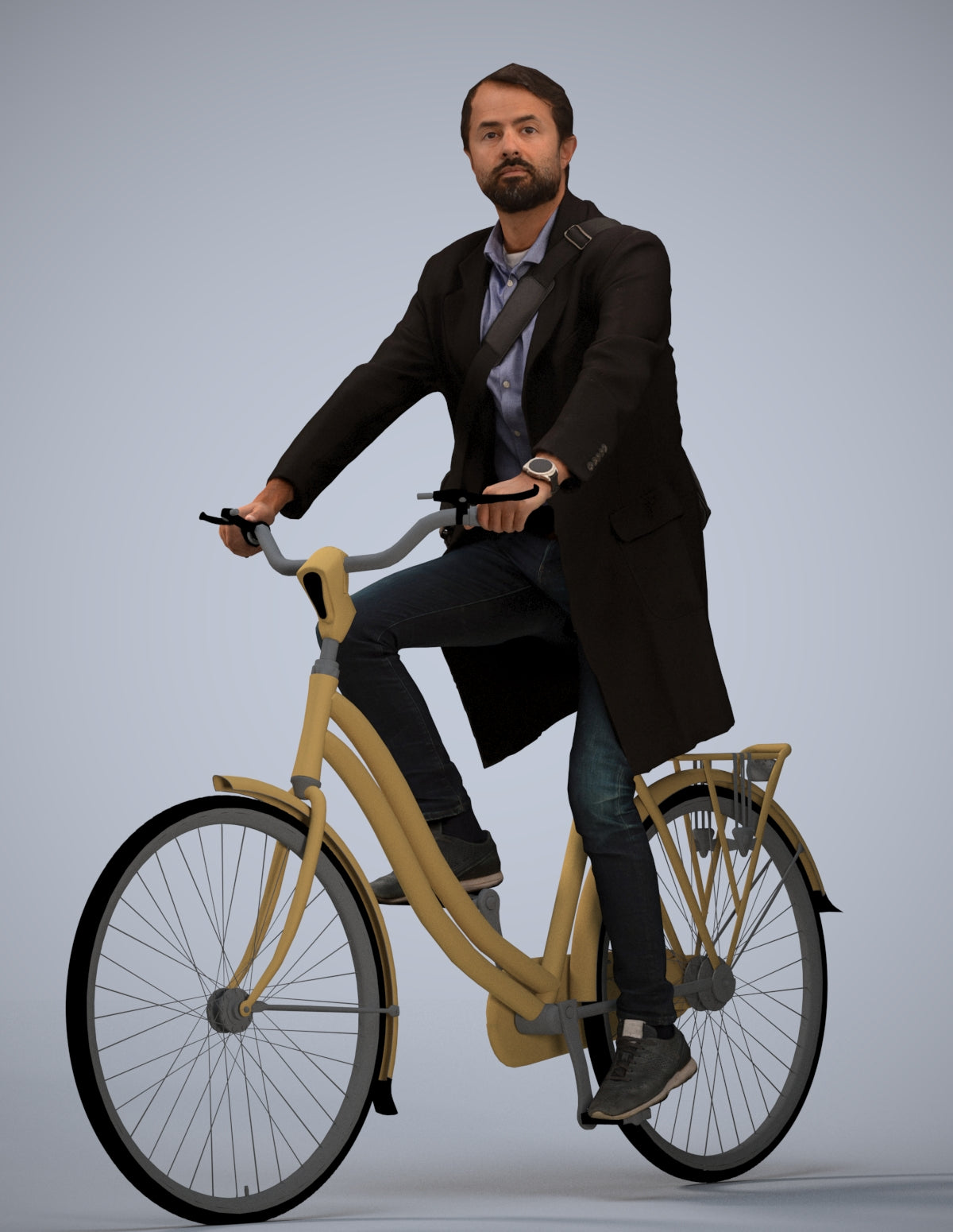 realistic 3D human man business cycling, archviz people FBX OBJ for Blender
