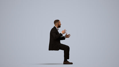 3D scanned man business, photorealistic archviz people for Enscape and SketchUp, side view render