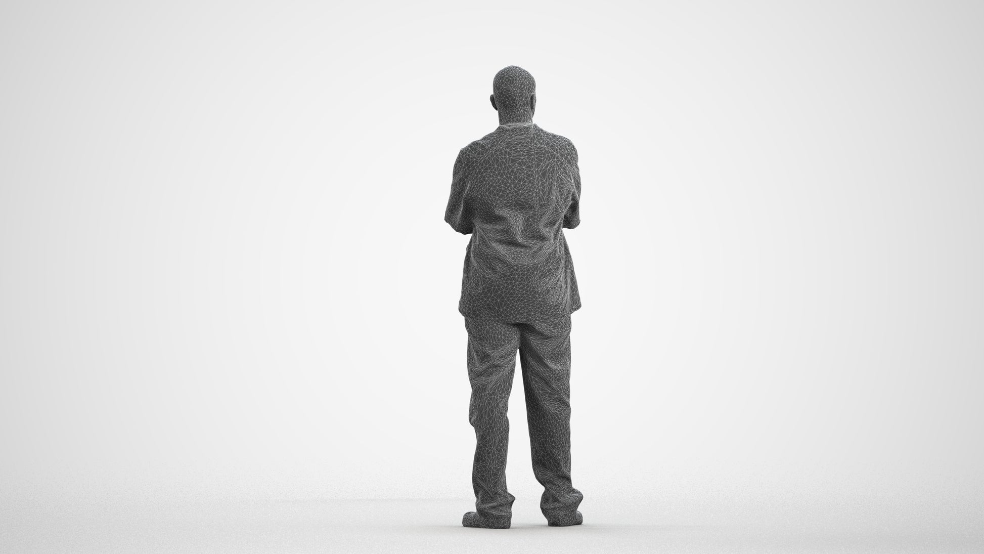 scanned 3D man medical, photogrammetry people for Enscape and V-Ray, wireframe front view