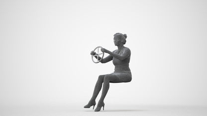 photogrammetry 3D woman casual driving, realistic human model archviz FBX, square thumbnail