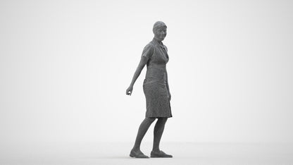 realistic 3D people woman hospitality, render-ready for V-Ray and Corona, FBX OBJ, wireframe side view