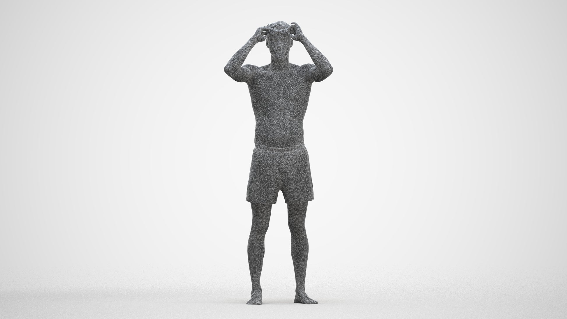 realistic 3D human man pool, archviz people FBX OBJ for Blender, three-quarter front view render