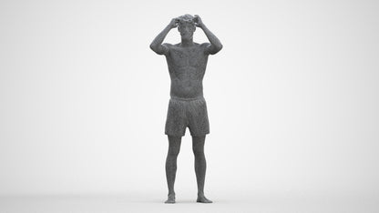 realistic 3D human man pool, archviz people FBX OBJ for Blender, three-quarter front view render