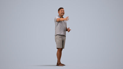 3D people model man casual standing, scanned human for 3ds Max rendering, side view render