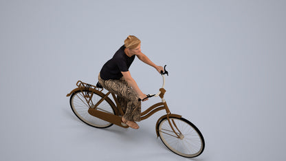 scanned 3D woman casual cycling, photogrammetry people for Enscape and V-Ray, back view render