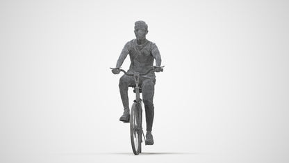 3D people model boy casual cycling, scanned human for 3ds Max rendering, wireframe back view