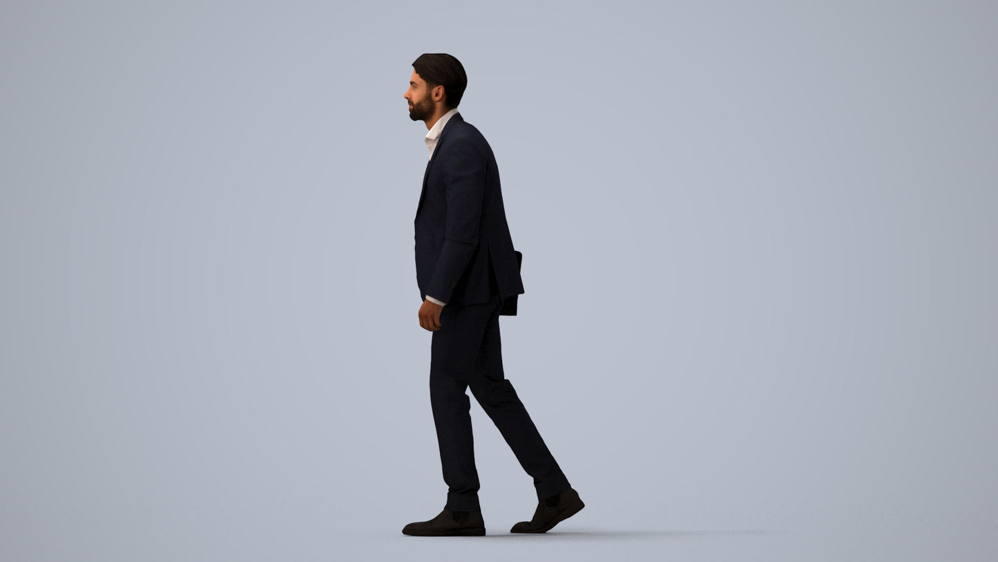 realistic 3D people man business, render-ready for V-Ray and Corona, FBX OBJ, three-quarter view render