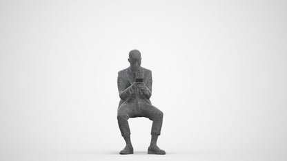 3D human model man business, photogrammetry scanned person for archviz, three-quarter front view render