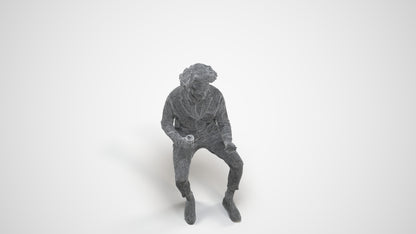 realistic 3D people man business sitting, render-ready for V-Ray and Corona, FBX OBJ, wireframe three-quarter view