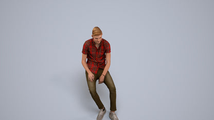 3D scanned man sitting casual, photorealistic archviz people for Enscape and SketchUp, back view render