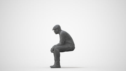 realistic 3D man casual sitting, scanned archviz people for Blender and 3ds Max, square thumbnail