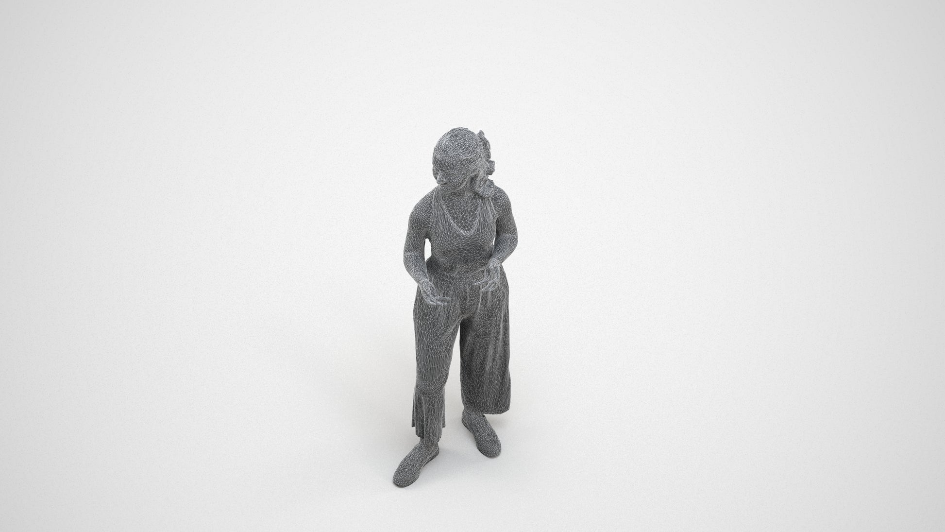 realistic 3D people girl casual kids, render-ready for V-Ray and Corona, FBX OBJ, wireframe three-quarter view