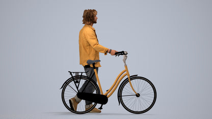 realistic 3D people man casual cycling, render-ready for V-Ray and Corona, FBX OBJ, side view render