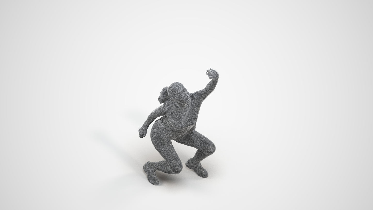 photogrammetry 3D woman sport, realistic human model archviz FBX, wireframe three-quarter view