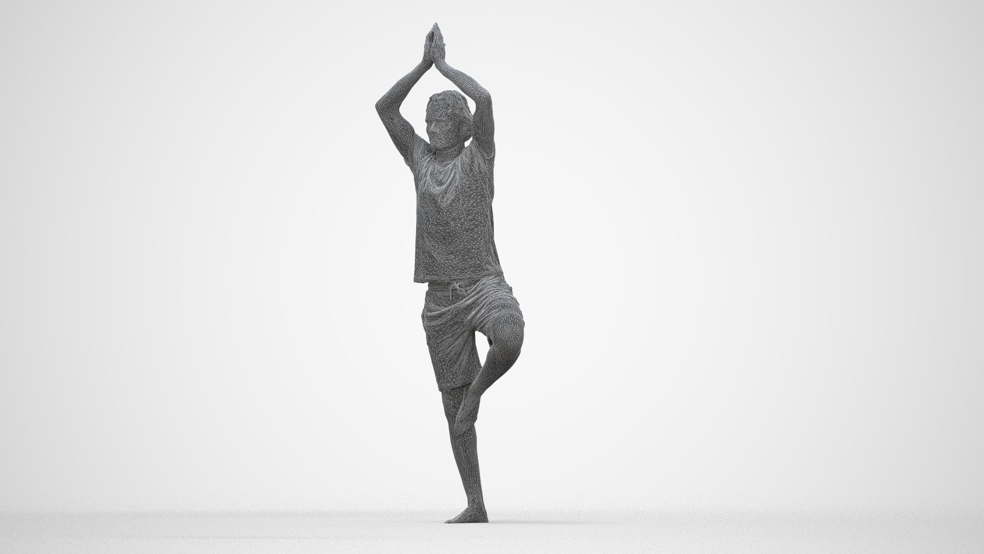 realistic 3D man casual sport, scanned archviz people for Blender and 3ds Max, wireframe back view