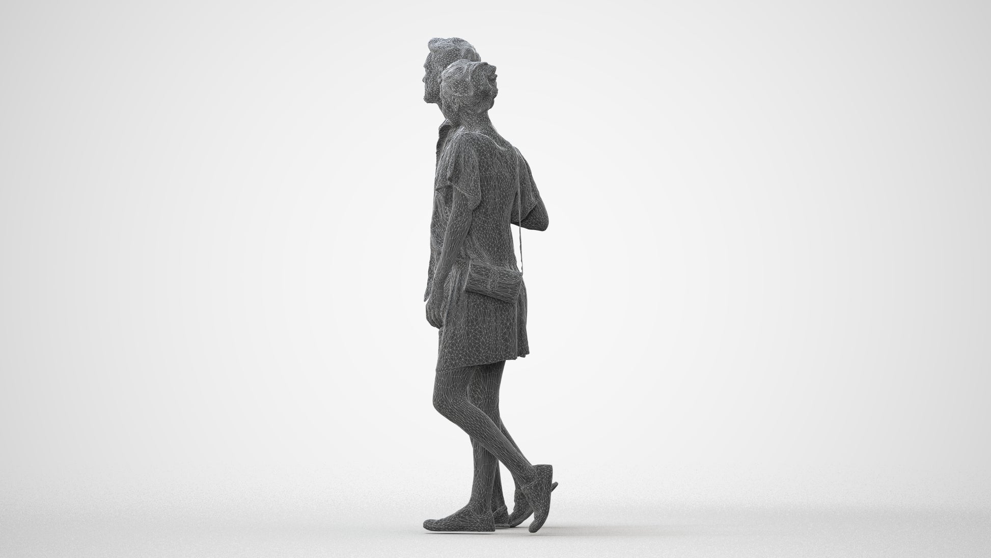 realistic 3D people woman casual couple, render-ready for V-Ray and Corona, FBX OBJ, square thumbnail