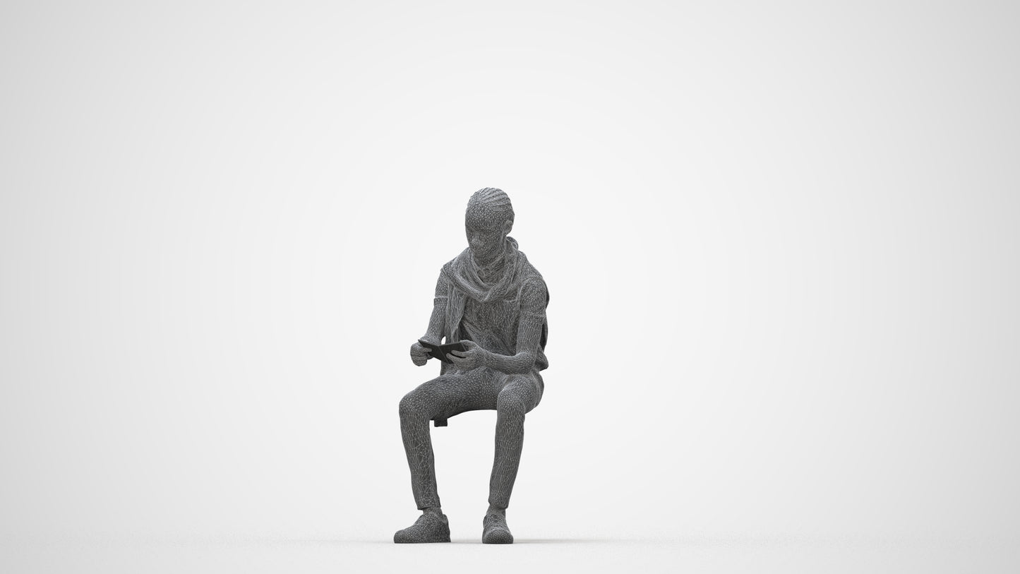 3D people model boy kids, scanned human for 3ds Max rendering, wireframe back view