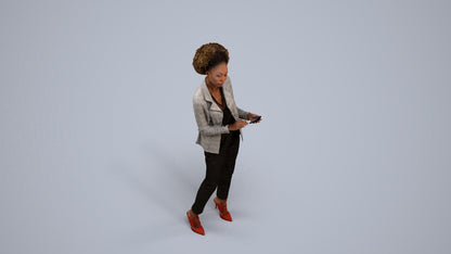 3D people model woman business standing, scanned human for 3ds Max rendering, back view render