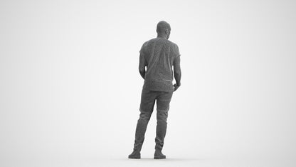 realistic 3D people man casual standing, render-ready for V-Ray and Corona, FBX OBJ, wireframe front view
