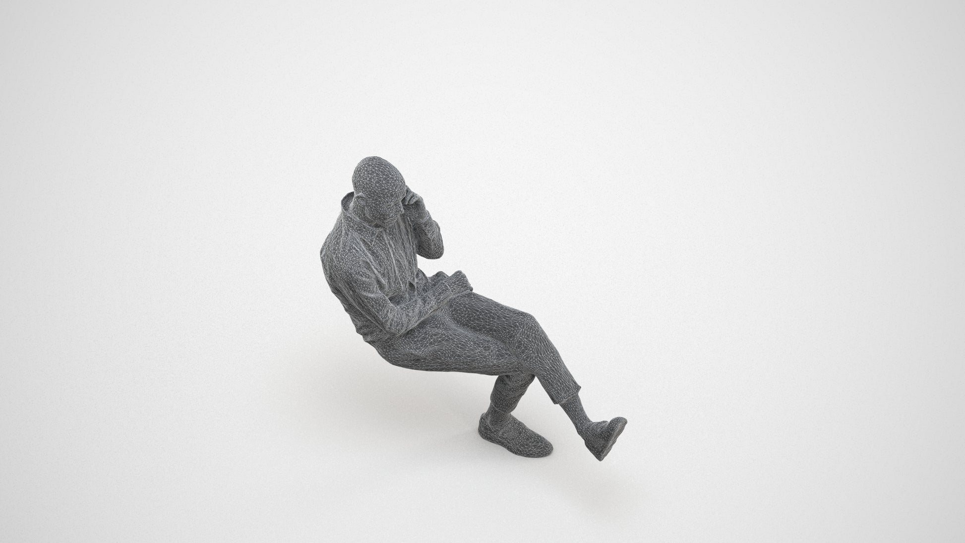 3D scanned man business, photorealistic archviz people for Enscape and SketchUp, wireframe three-quarter view