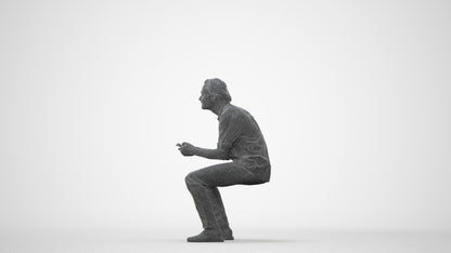 photogrammetry 3D man casual sitting, realistic human model archviz FBX, square thumbnail