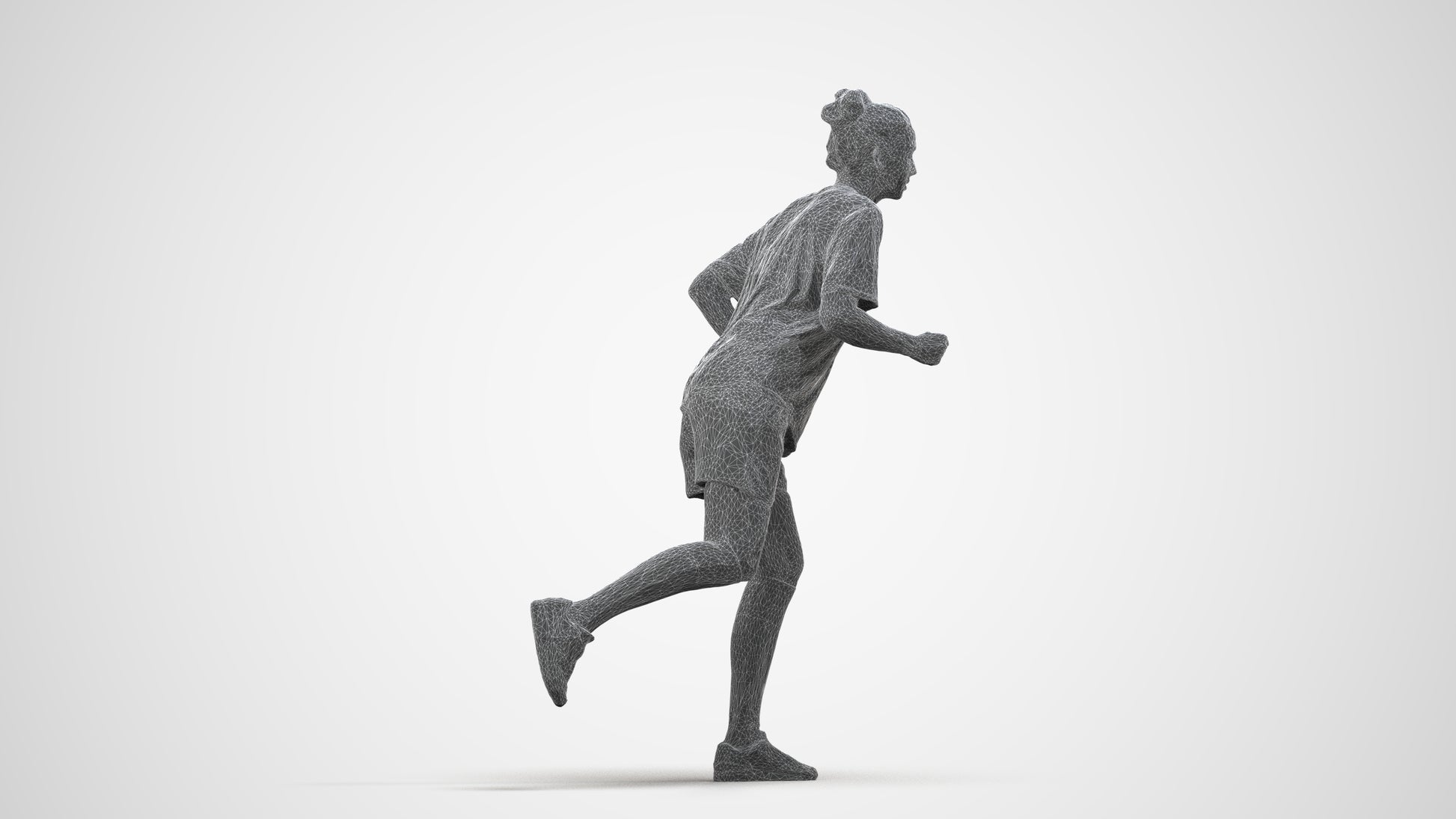 3D scanned woman sport, photorealistic archviz people for Enscape and SketchUp, wireframe side view